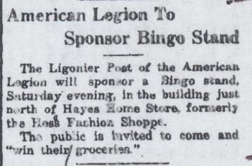American Legion sponsors Bingo Stand