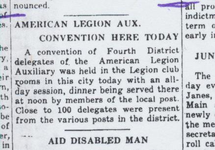 American Legion Auxiliary Host District Convention