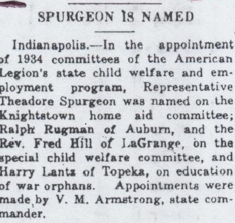 Theodore Spurgeon is Named on Knightstown Committee