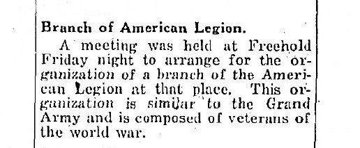 Meeting to Arrange for a Branch of the American Legion