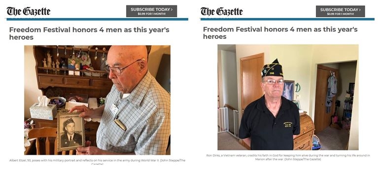 Al Etzel and Ron Dirks selected as Freedom Festival Heroes