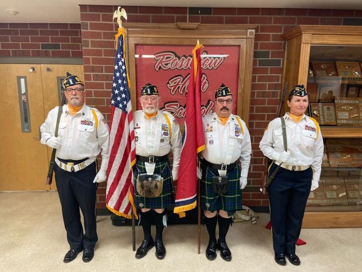 Color Guard Supporting Local Youth Sports Team