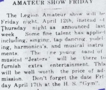 THe American Legion sponsors Amateur Show