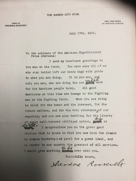 Letter from Theodore Roosevelt 