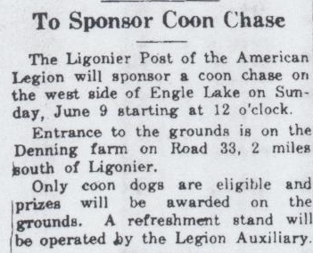 Ligonier Post is having a coon dog event