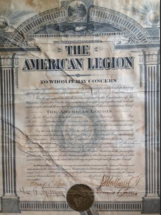 American Legion HQ Issues Charter to S.Hadley (Massachusetts) Post 260