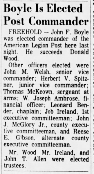 John F. Boyle is Elected as Post 54 Commander