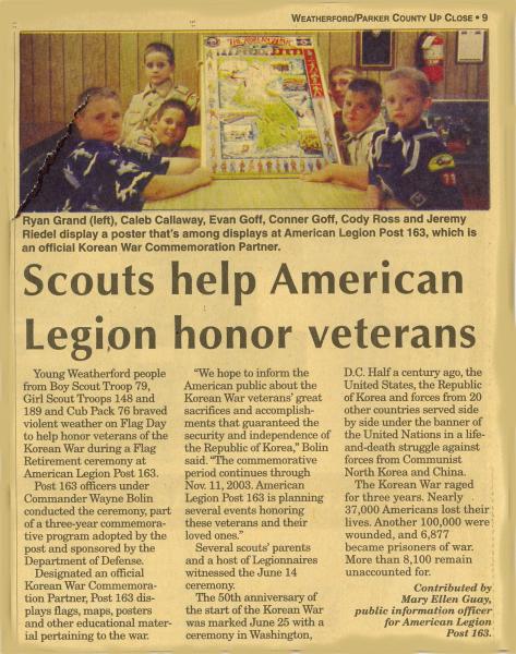 Scouts help American Legion honor veterans