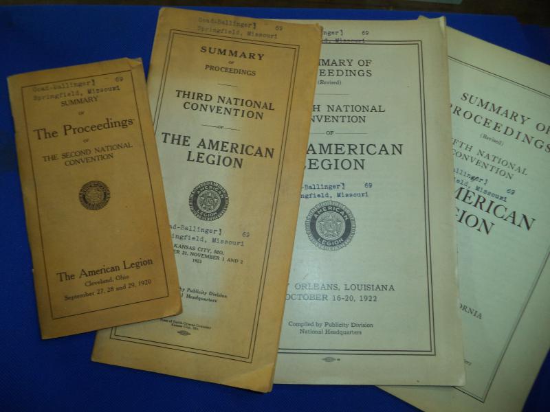 A few of the earliest American Legion National Proceeding books in our Museum.