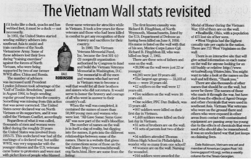 FACTS ABOUT THE VIETNAM WALL