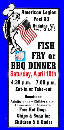 Saturday Fish Fry & Pulled Pork BBQ Dinner Fundraiser