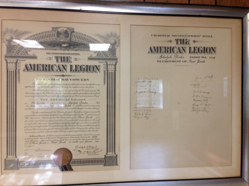 American Legion Adolph Pfister Post 1038 Charter  
