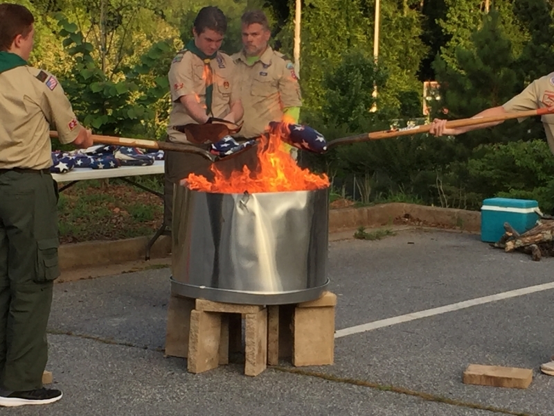 Troop 250 Hold Flag Reirement Ceremony 06-14-18