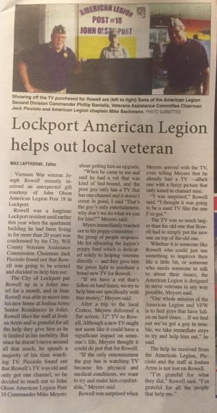 Lockport American Legion Helps out Local Veteran