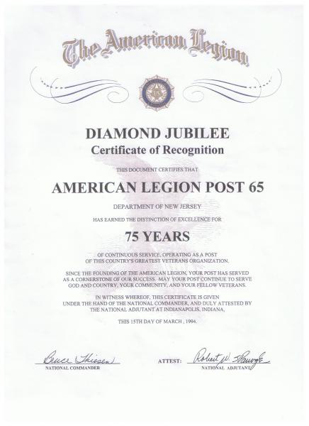 American Legion Diamond Jubilee Year