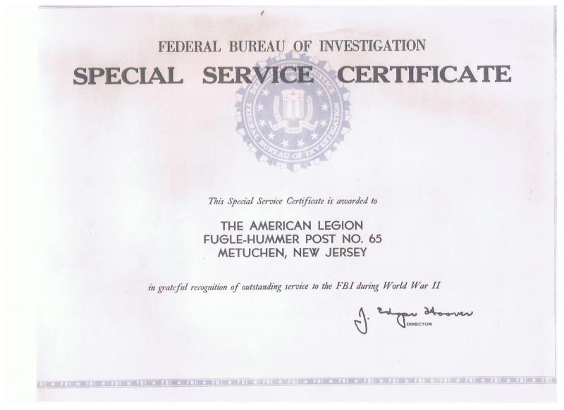 Certificate from FBI Director