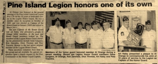 TEN YEAR RECOGNITION FOR FORMER MEMBER OF THE HONOR GUARD