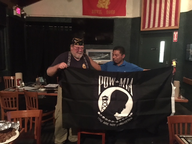 Presentation of POW/MIA Flag to Dillon's BBQ Manager