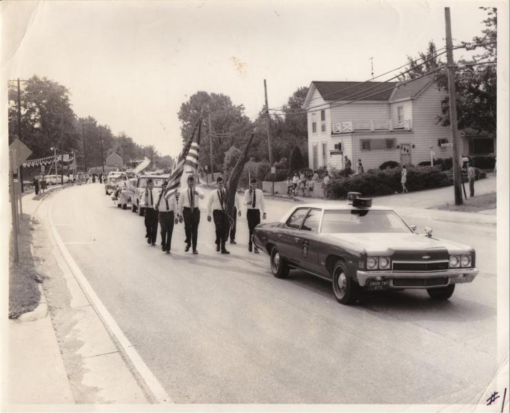 Post 72 Color Guard leads Memorial Day Parade 1973