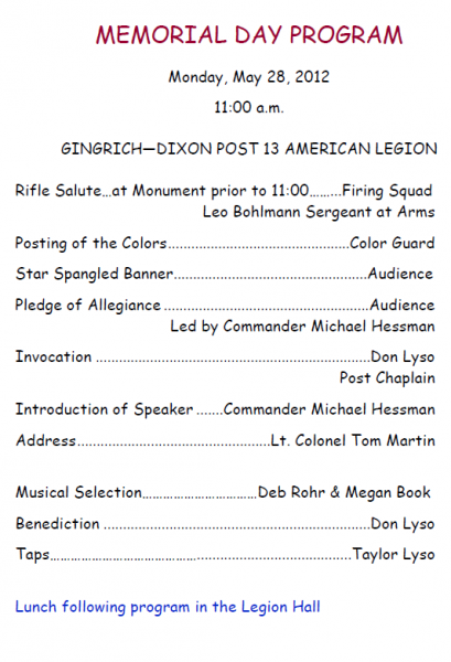 Memorial Day 2012 Events