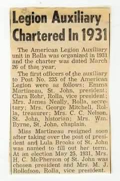 First ALA Officers listed in Turtle Mountain Star News Clipping