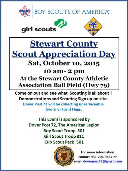 Stewart County Tn Scout Appreciation Day-Sponsored by Dover Post 72