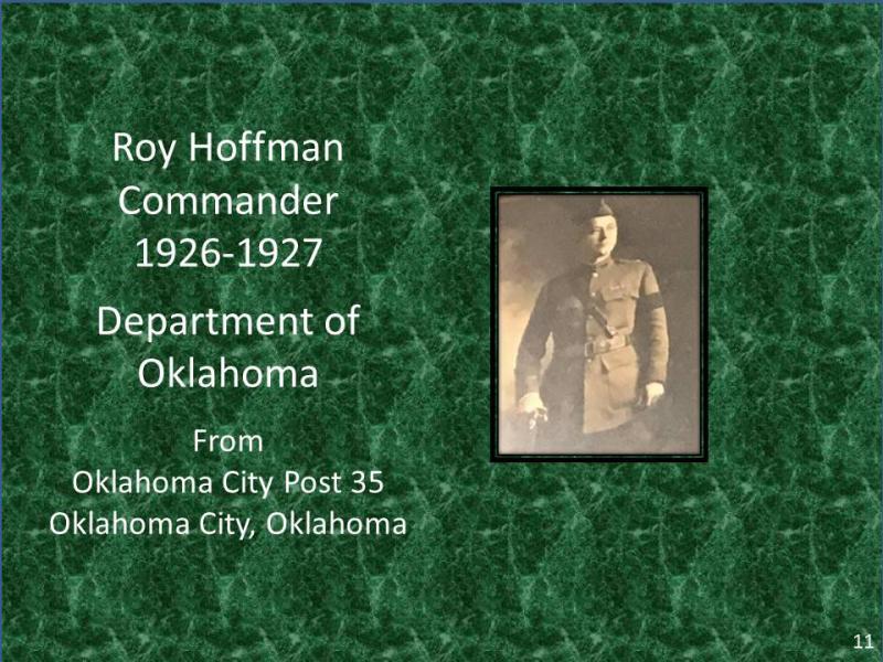 Roy Hoffman Commander1926-1927 Department of Oklahoma 