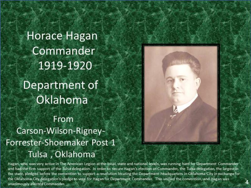 Horace H. Hagan, JR Commander 1919-1920 Department of Oklahoma