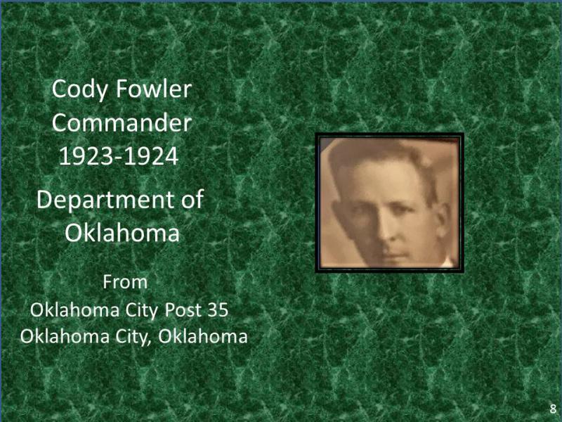 Cody Fowler Commander 1923-1924 Department of Oklahoma