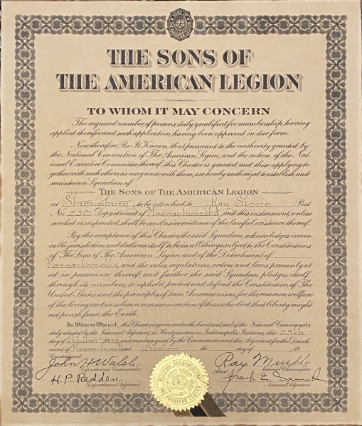The Sons of the American Legion Charter