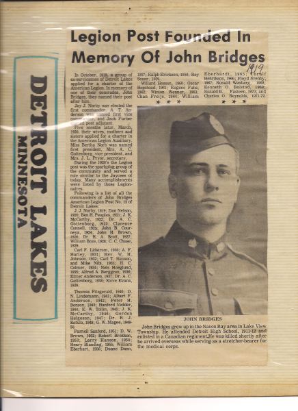 Newspaper story of John Bridges