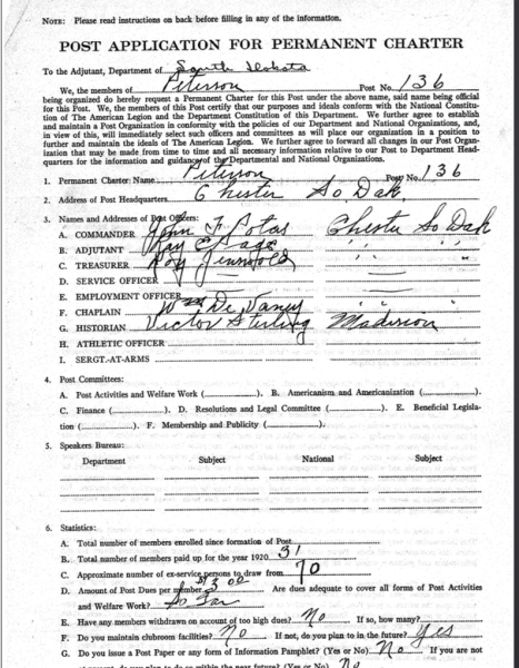 Application for permanent Charter