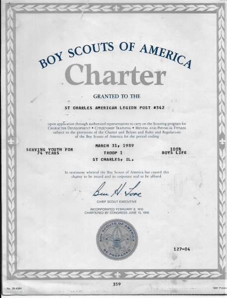 Boy Scouts Charter Granted to Post 342