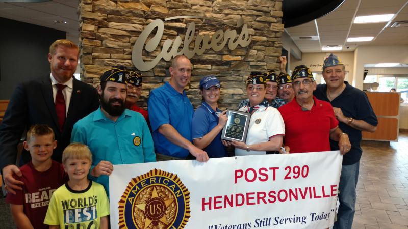 AMERICAN LEGION POST 290 GIVES AWARD TO CULVER’S RESTAURANT