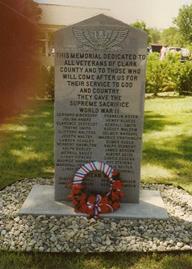 Veteran's Memorial located in Flat Iron Park, Clark, SD
