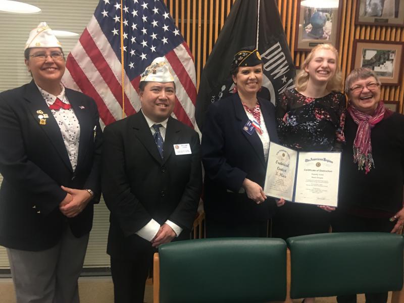 Stevens Chute Post 4, District 5, and Area 4 Oratorical Winner Places 3rd at 2017 The American Legion Department of Oregon High School Oratorical Scholarship Contest