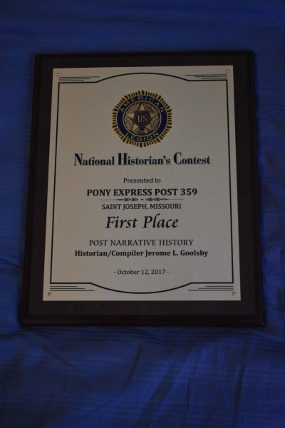 Pony Express Post 359 Wins National Narrative History Competition