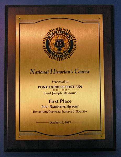 Pony Express Post 359 wins National Narrative History Contest