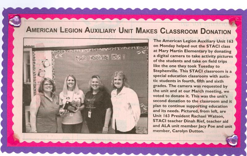 American Legion Auxiliary Unit Makes Classroom Donation