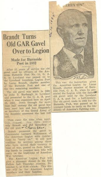 Old GAR Gavel passed on