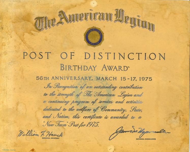 Post of Distinction Birthday Award