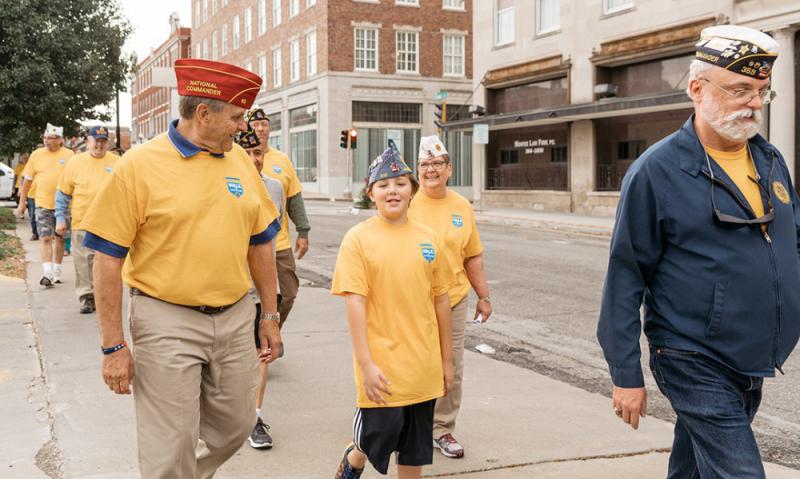 American Legion National Commander Charles E. Schmidt (2016 - 2017) leads Veterans Awareness Walk in Saint Joseph, Missouri