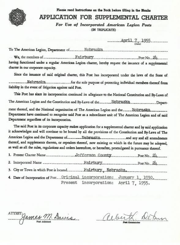1955 Supplemental Charter
