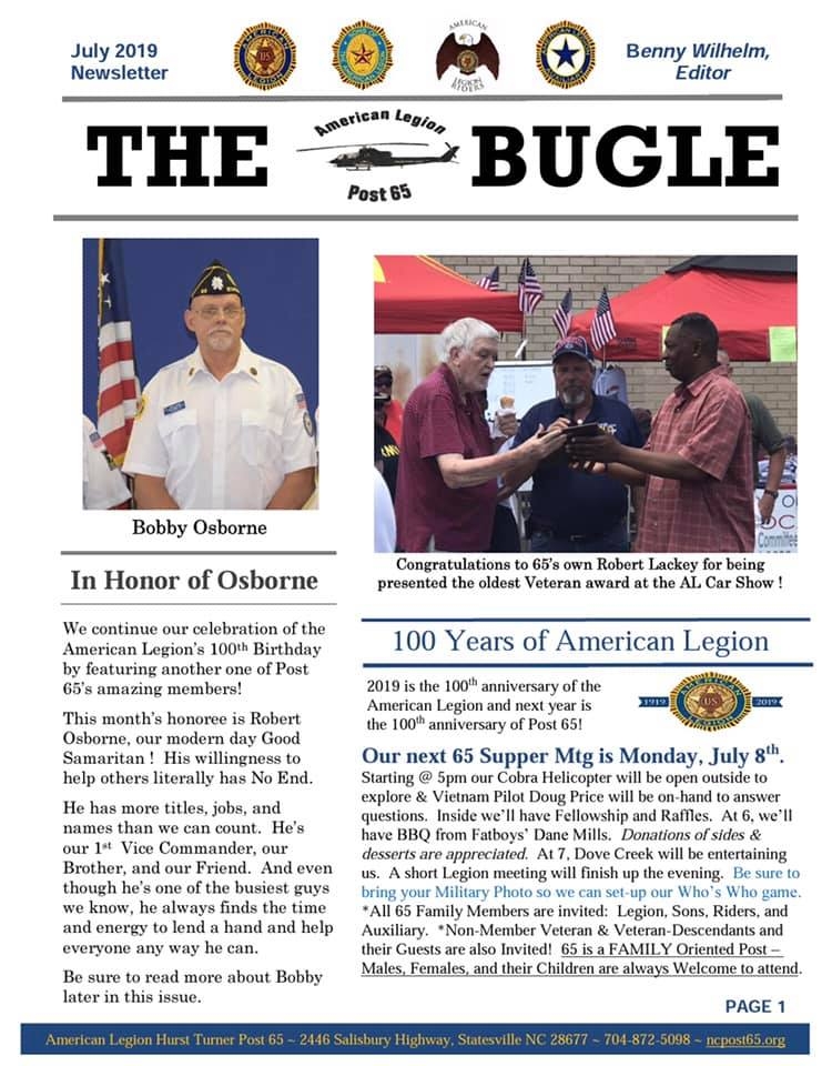 July Bugle is hot off the presses