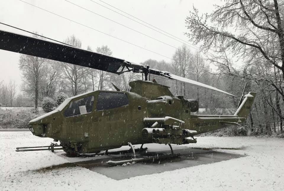 Our Huey with snow