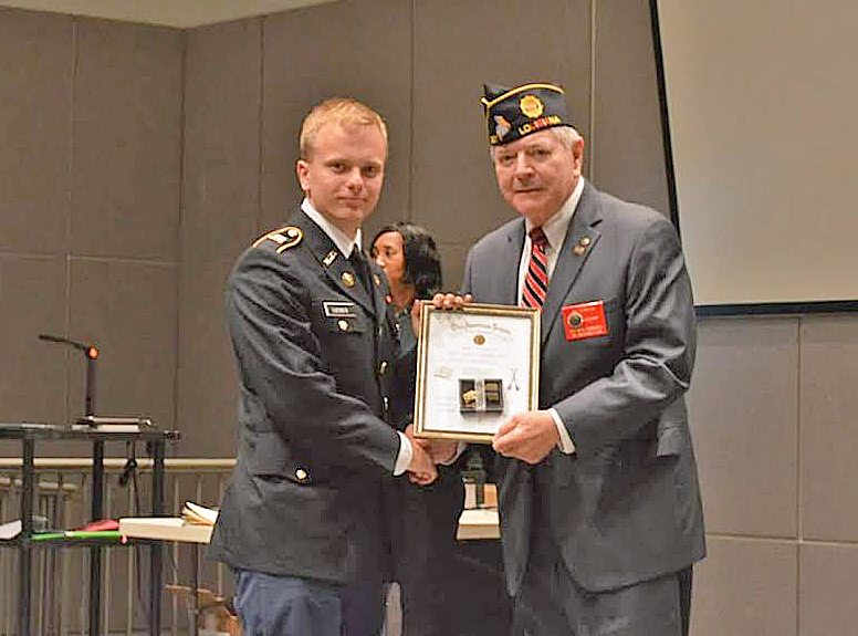 2017- 04/27. American Legion ROTC Award presented to Tulane University Army ROTC Cadet Lucker. 