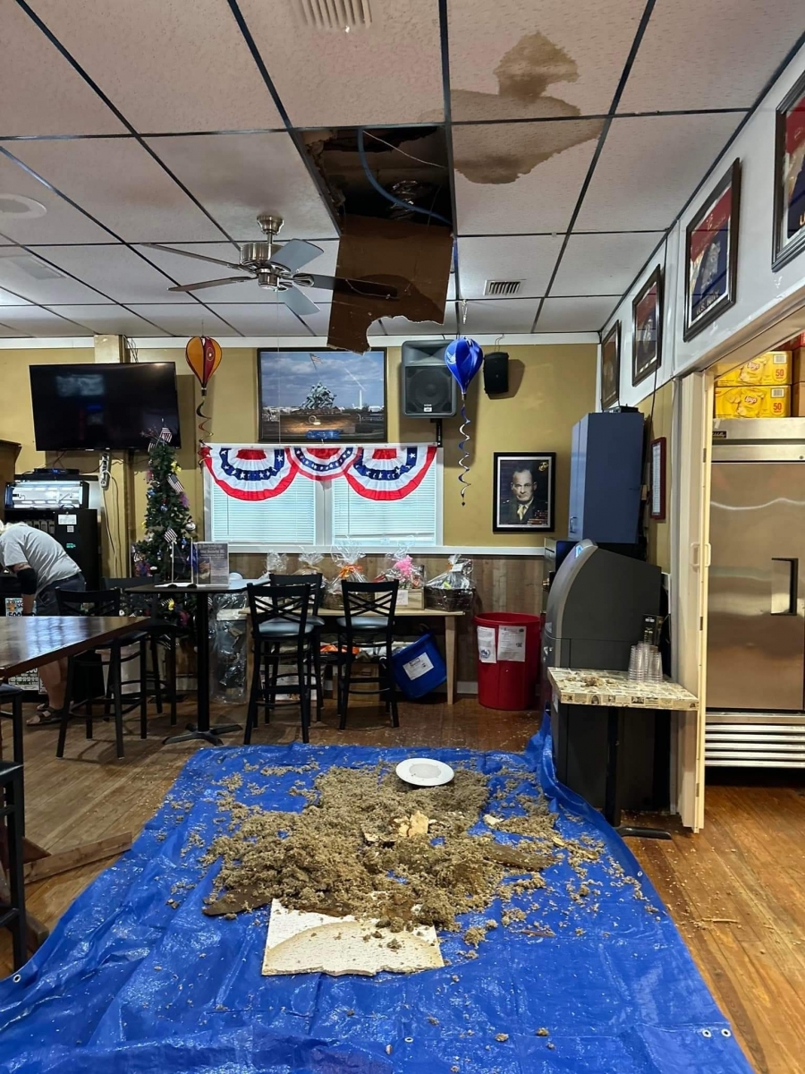 Ceiling collapse due to leaks