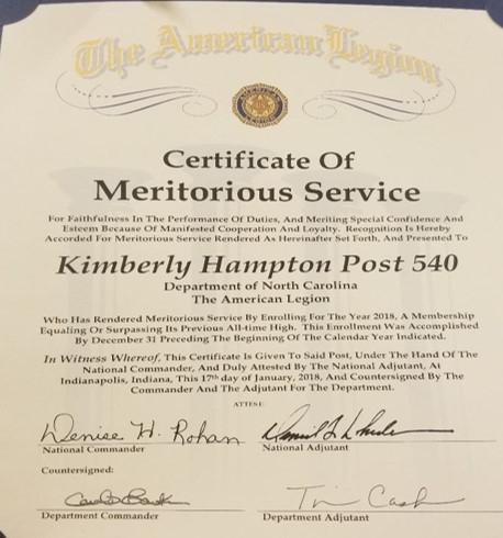 CPT Kimberly Hampton American Legion Post 540