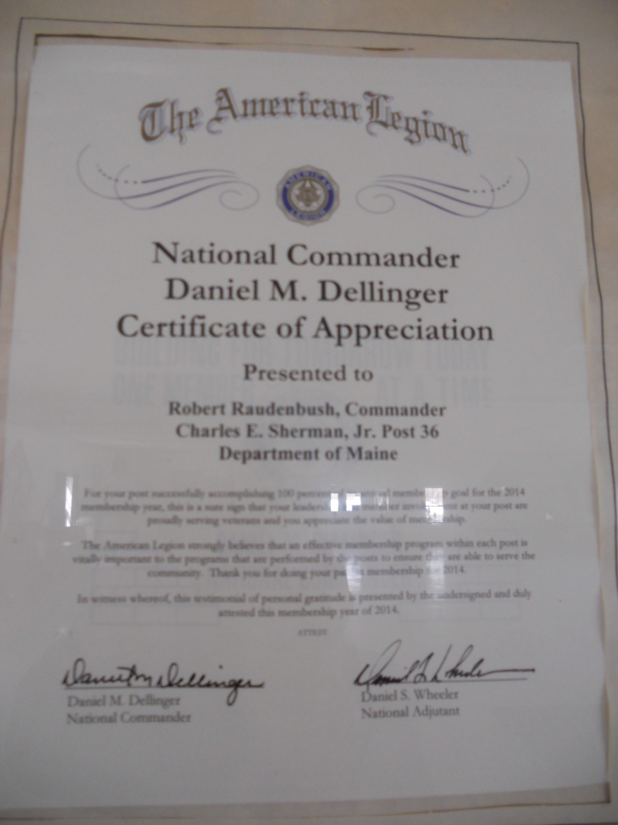 Certificates of Appreciation, Recognition, Service