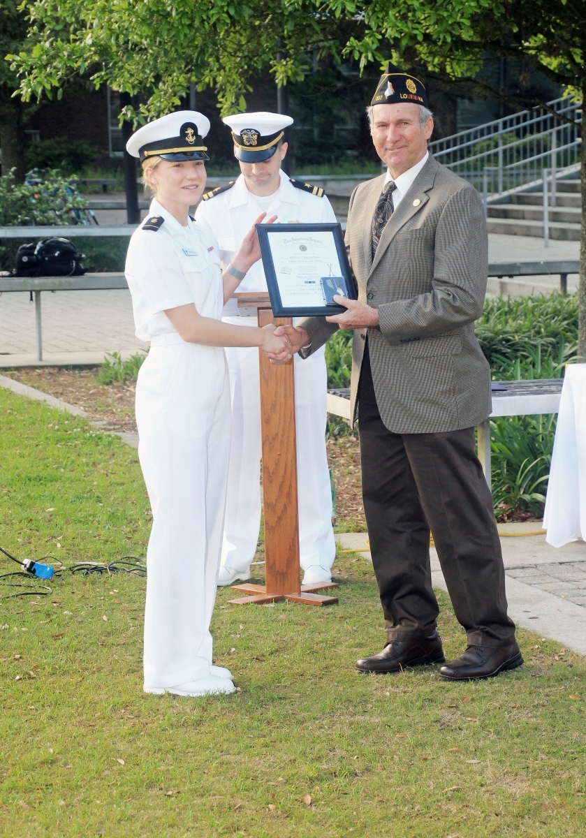 2019, 04/09 Post 307 presenting American Legion Awards for Academic Excellence and Military Excellence at Tulane University NROTC Awards Ceremony New Orleans La.